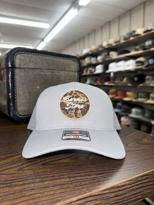 Camo Rubber Patch Trucker Hat - Light Grey