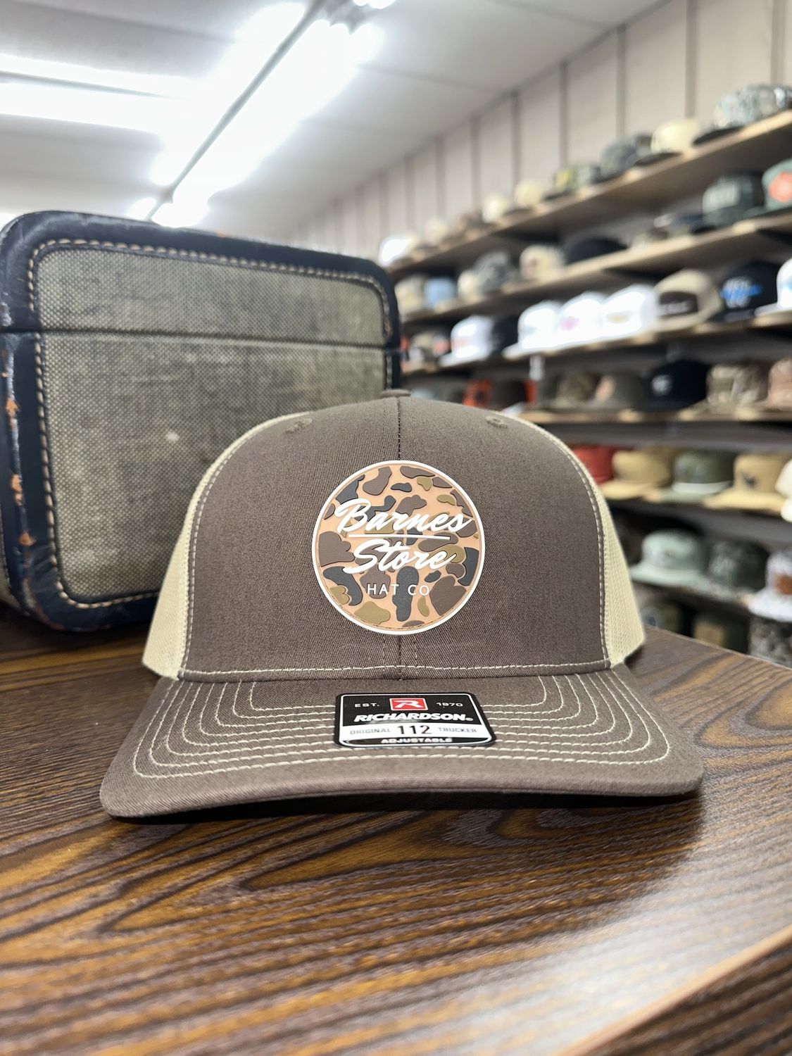 Camo Rubber Patch Trucker Hat - Brown/Khaki