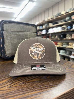 Camo Rubber Patch Trucker Hat - Brown/Khaki