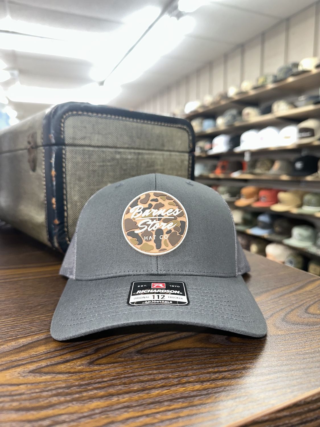 Camo Rubber Patch Trucker Hat - Charcoal