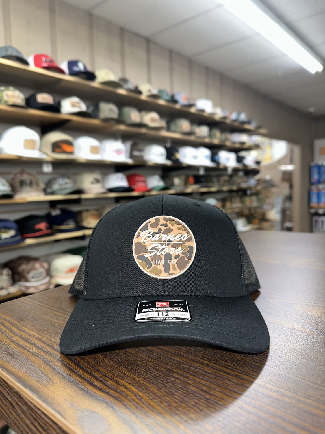 Camo Rubber patch Trucker Hat - Black