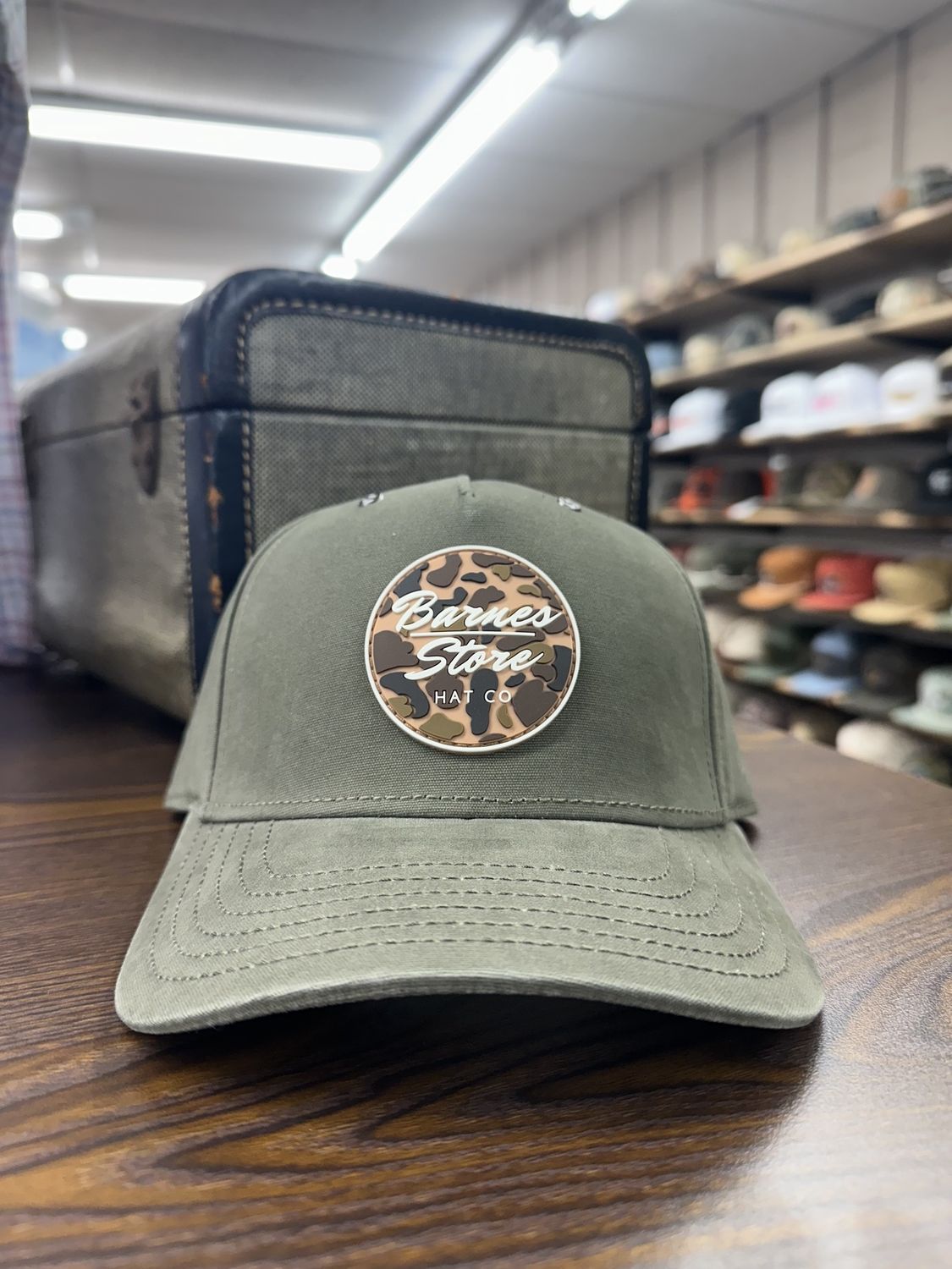 Camo Rubber Patch Hat - Solid Olive