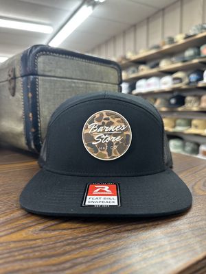 Camo Rubber Patch 7 Panel Hat - Black