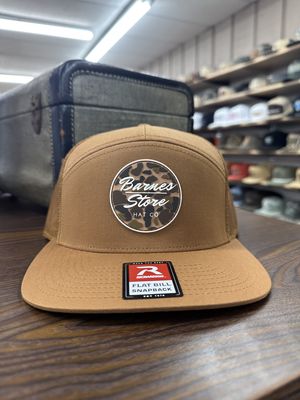 Camo Rubber patch 7 Panel Hat - Caramel
