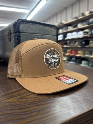 Camo Rubber patch 7 Panel Hat - Caramel