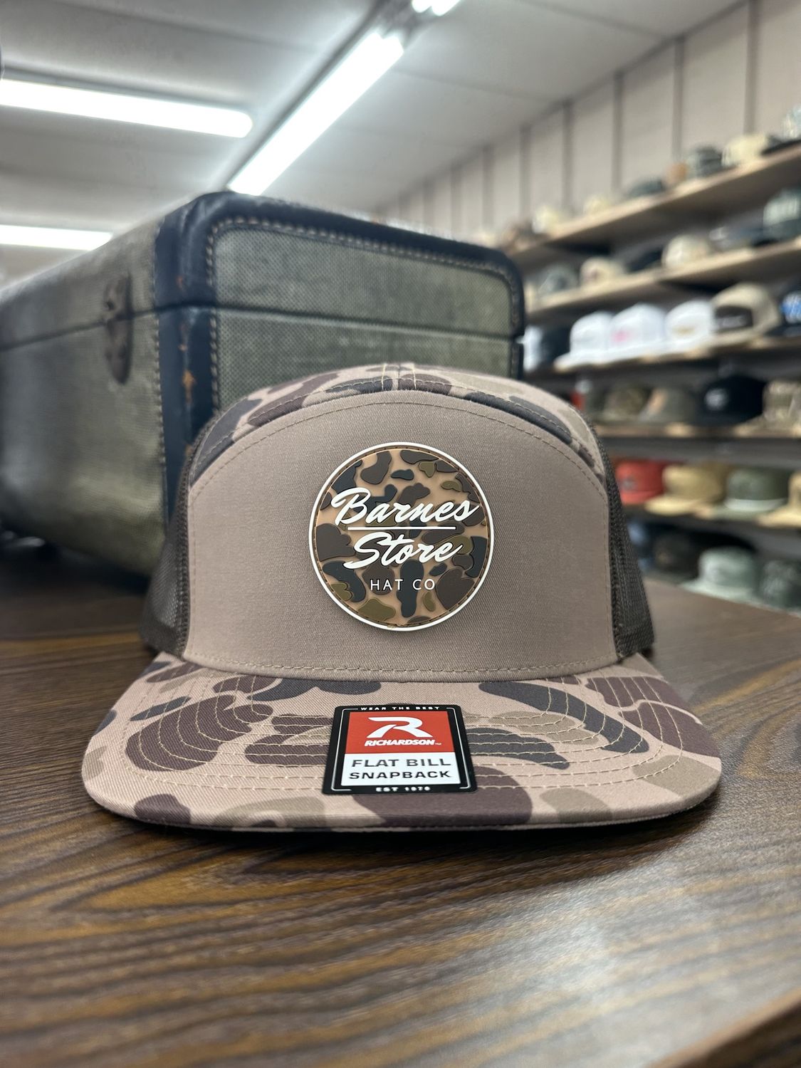 Camo Rubber Patch 7 Panel Hat - Bark Duck Camo