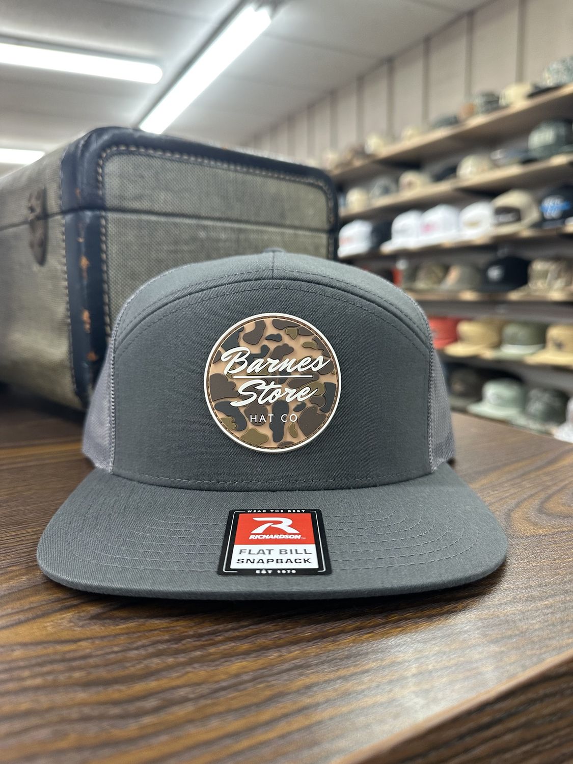 Camo Rubber Patch 7-Panel Hat - Charcoal