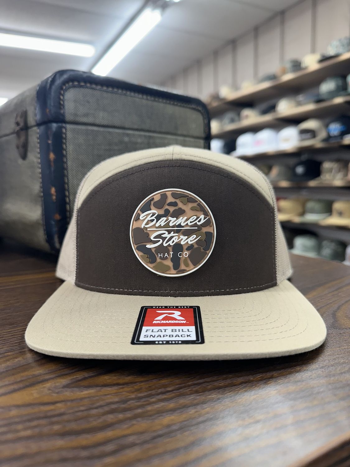 Camo Rubber Patch 7-Panel Hat - Brown/Khaki