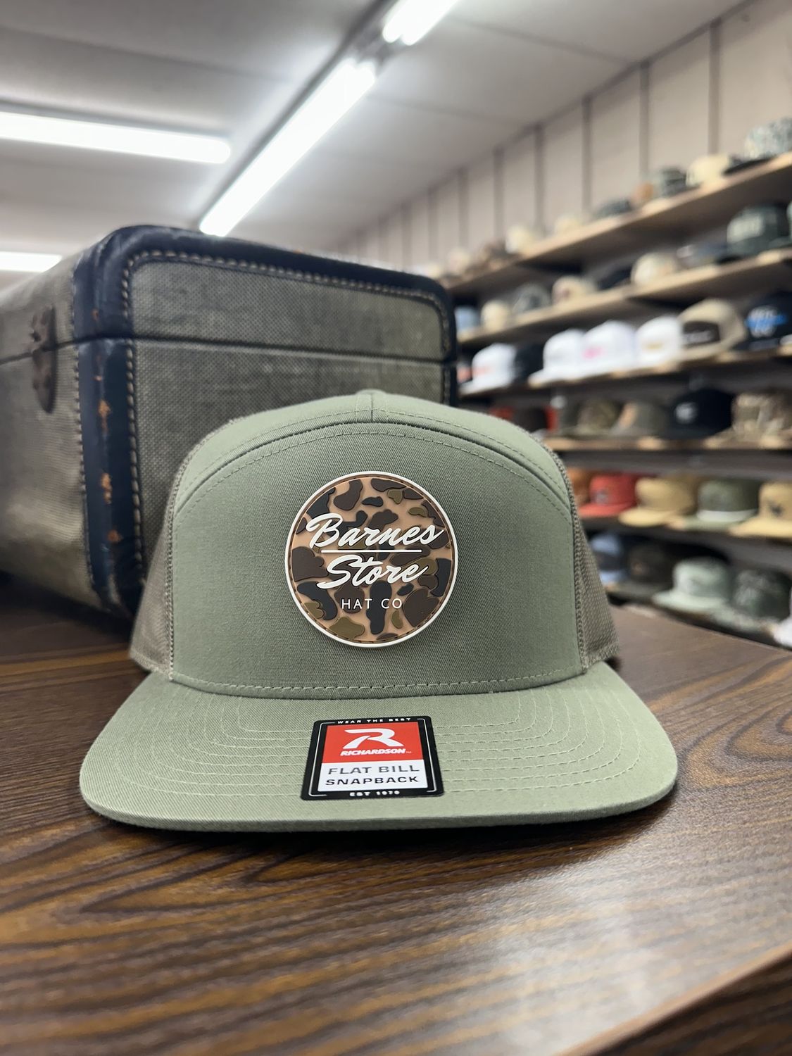Camo Rubber Patch 7-Panel Hat - Loden