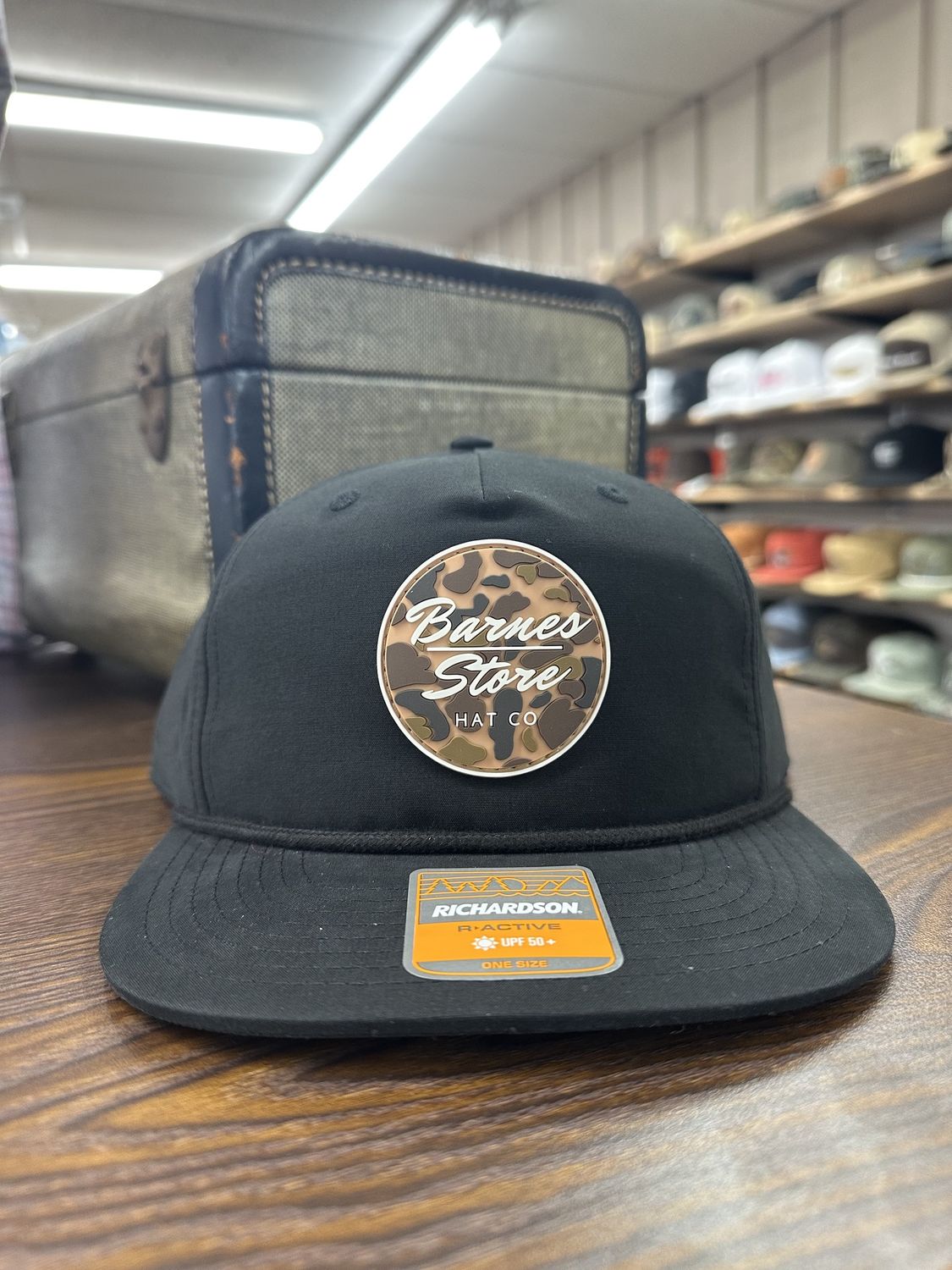 Camo Rubber Patch Rope Hat - Black