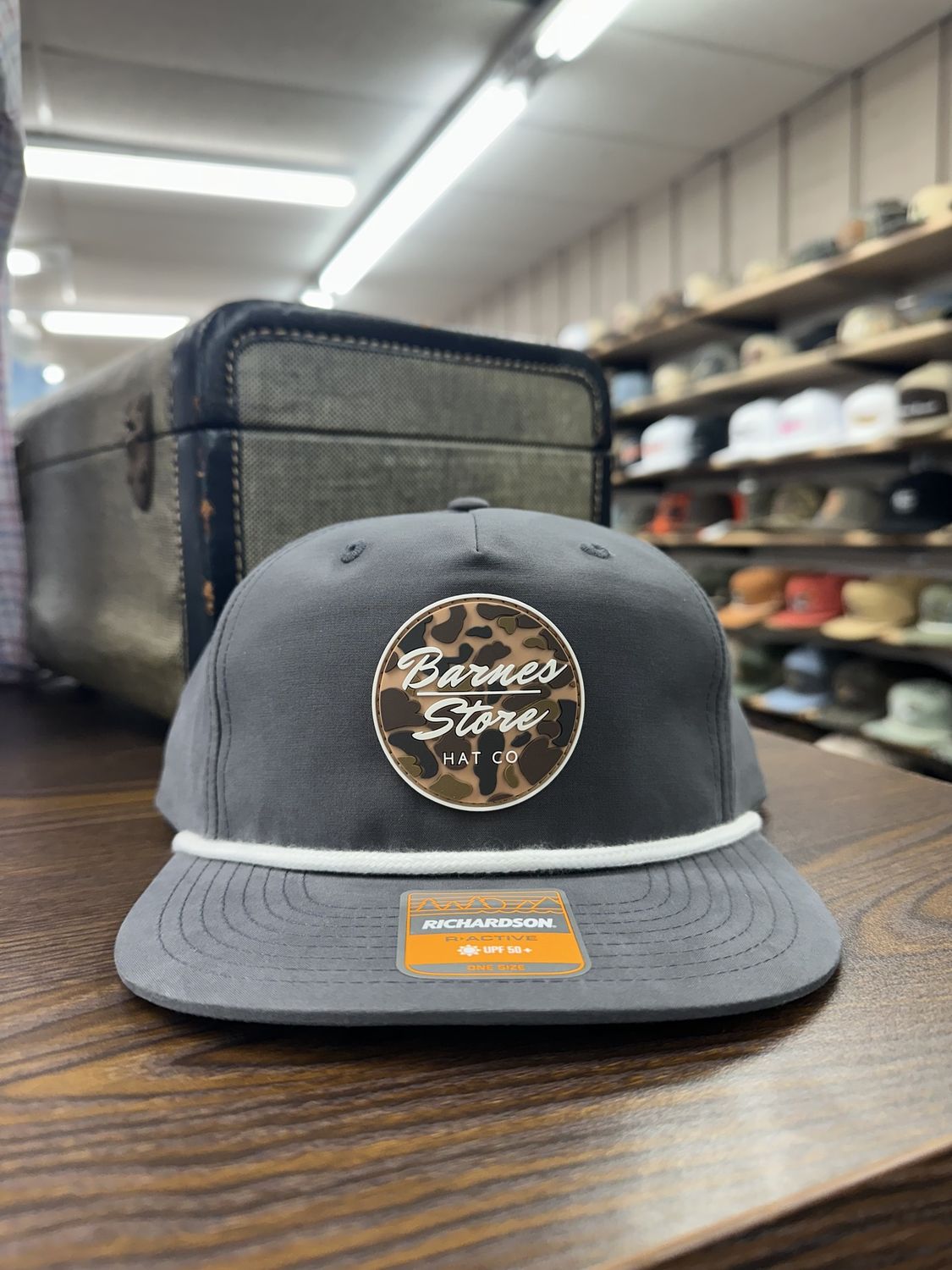 Camo Rubber Patch Roper Hat - Charcoal