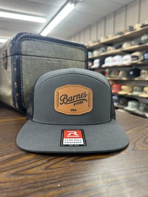 Leather Patch 7 Panel Hat - Charcoal/Black
