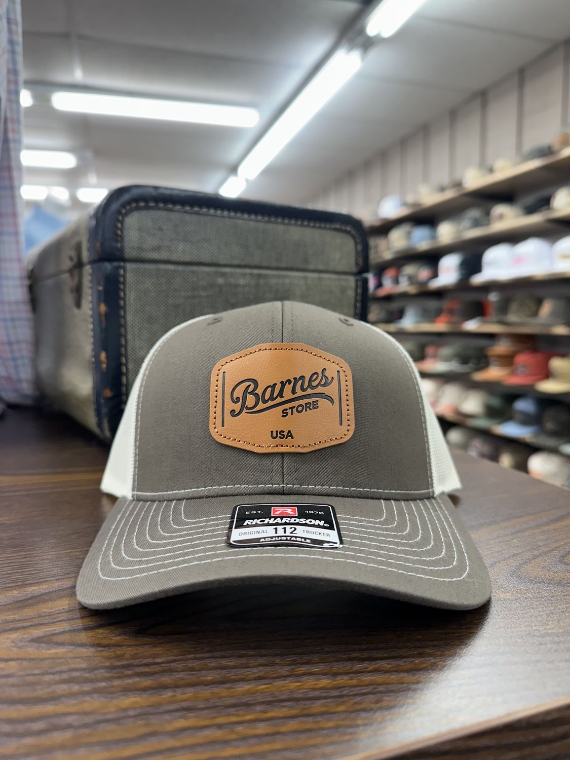 Leather Patch trucker Hat - Choc/Birch