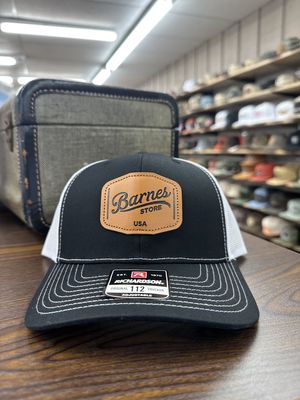 Leather Patch trucker Hat - Black/White