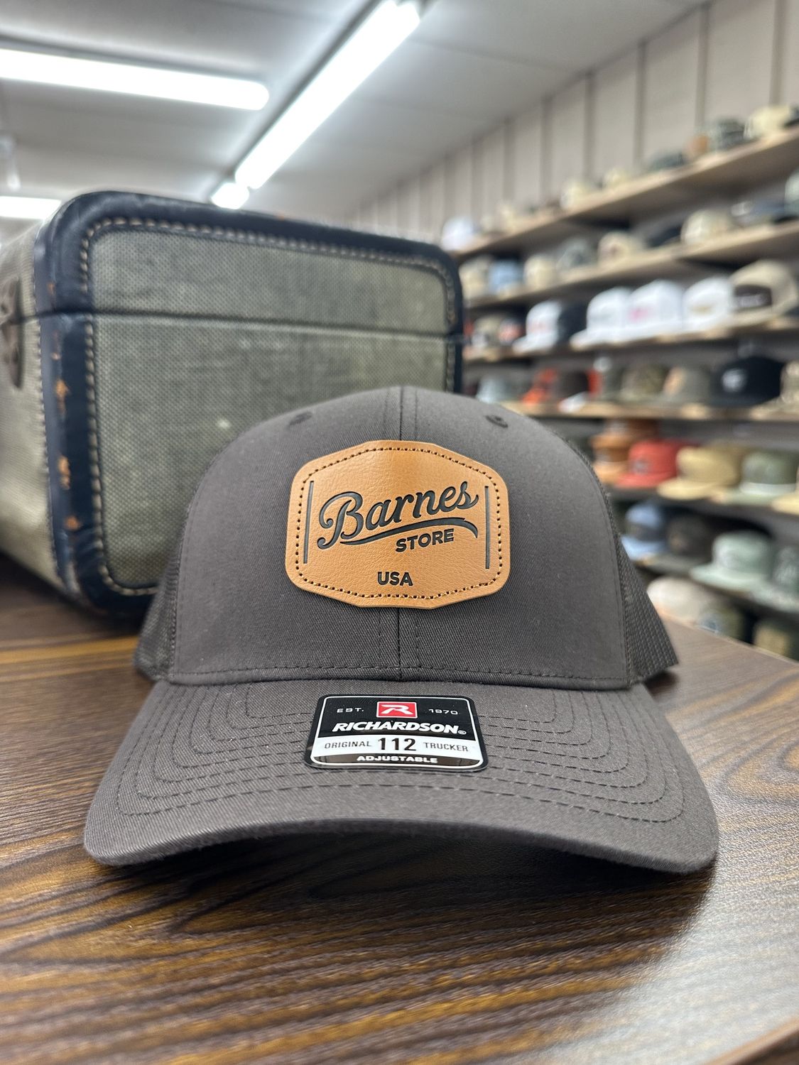 Leather Patch Trucker Hat - Coffee