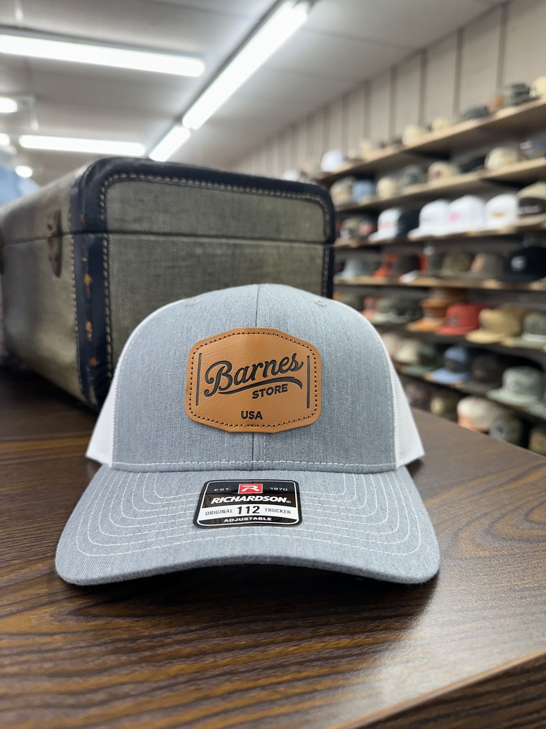 Leather Patch Trucker Hat - Heather Grey