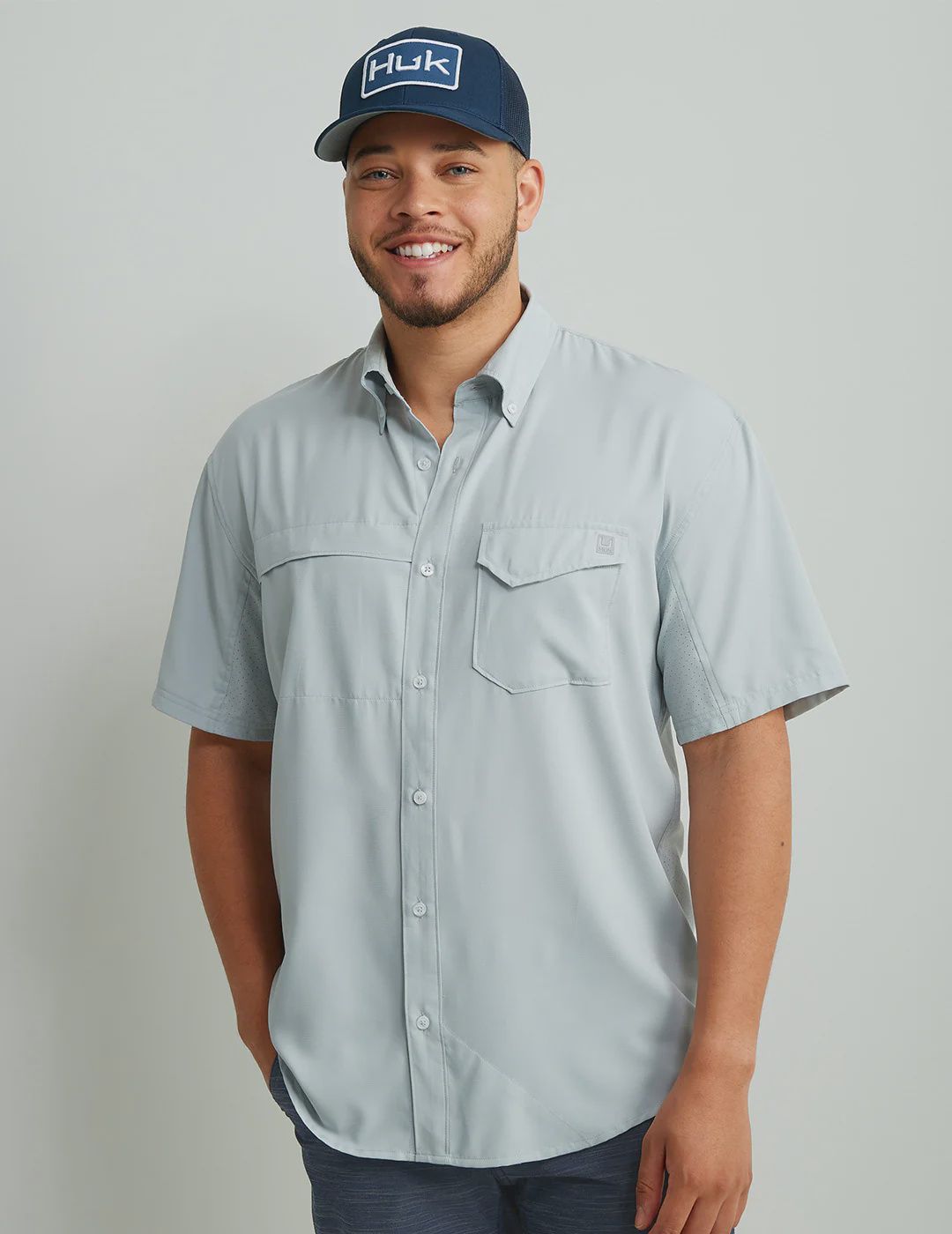 Tide Point Short Sleeve Button Down Shirt, Color: 034-Harbor Mist, Size: SML