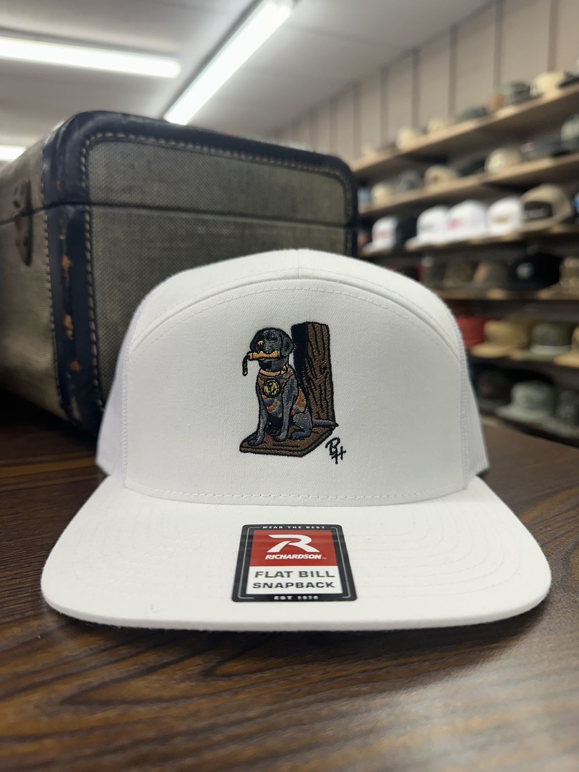 Lab and Bumper 7-Panel Hat - White