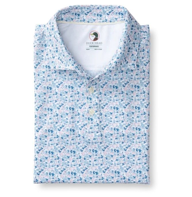 Long Drive Performance Printed Polo, Color: 642-Pastel Pink, Size: MED