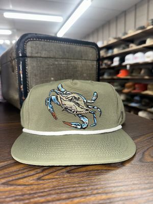 Blue Crab Hat - Dusty Olive