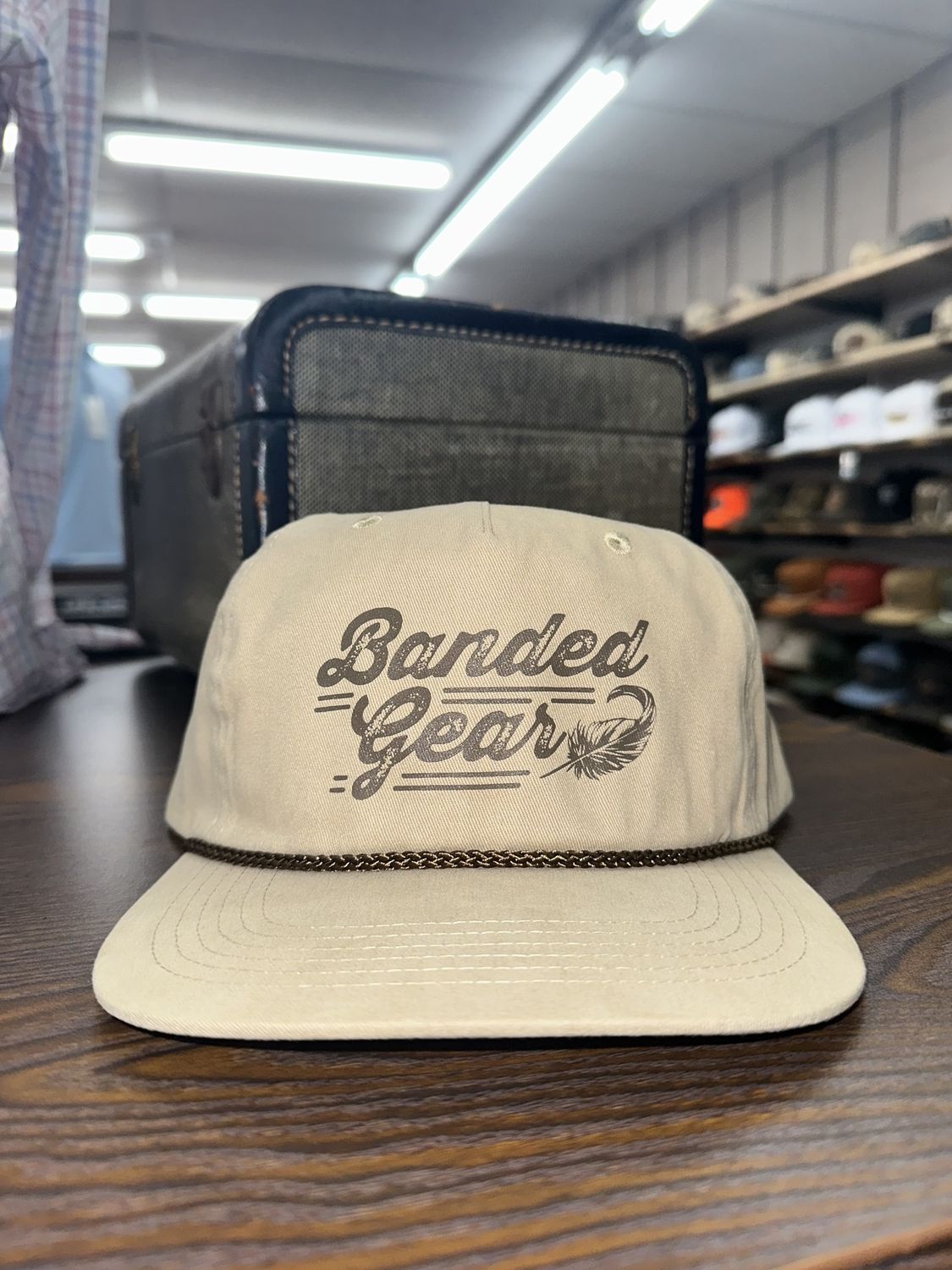 Banded Feather Hat - Khaki