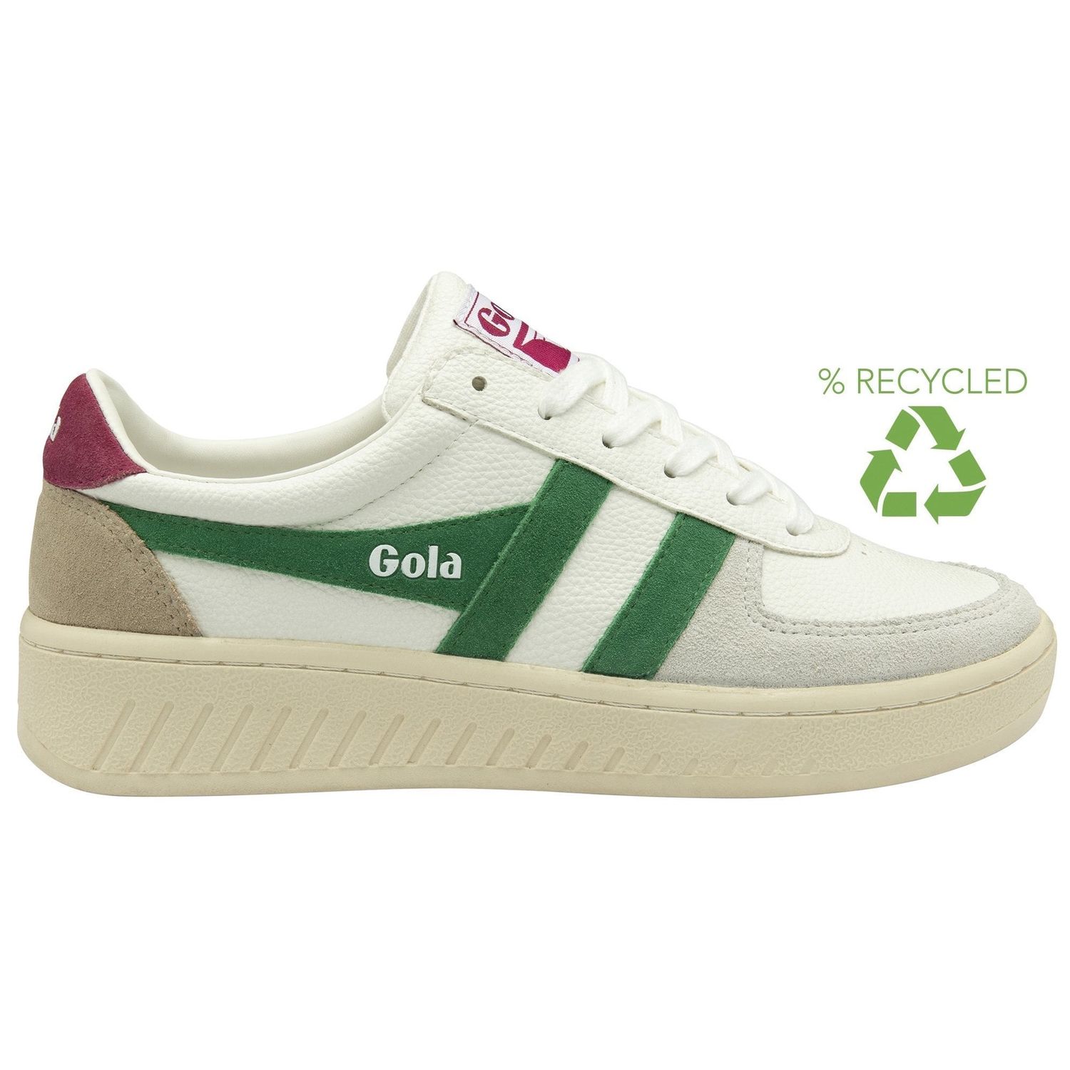 Women&#39;s Grandslam Trident Sneaker- White/Emerald