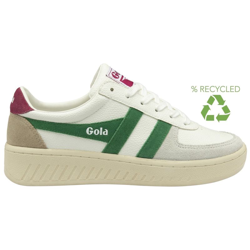 Women&#39;s Grandslam Trident Sneaker- White/Emerald