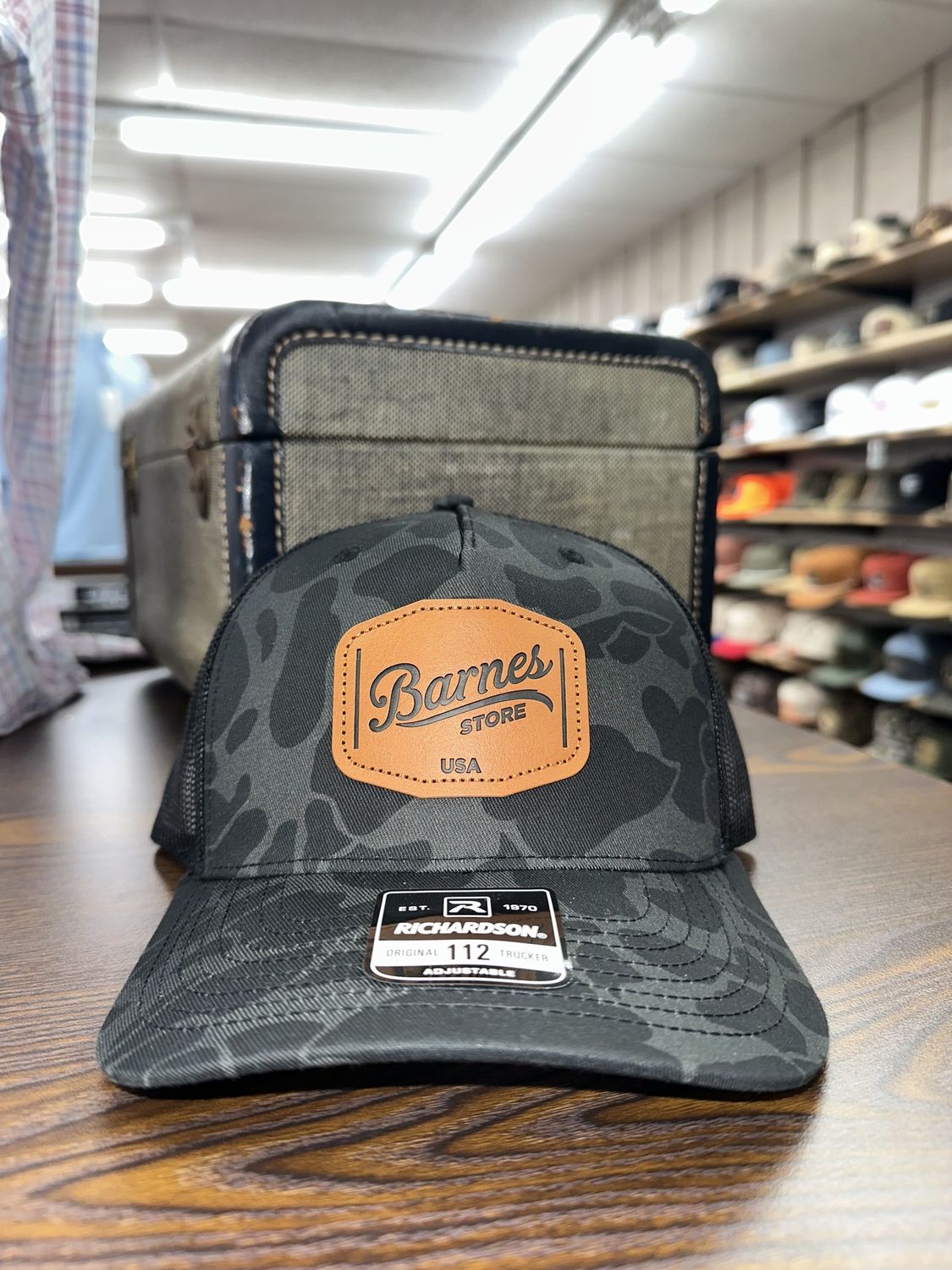 Leather Patch Trucker Hat - Sable Duck Camo