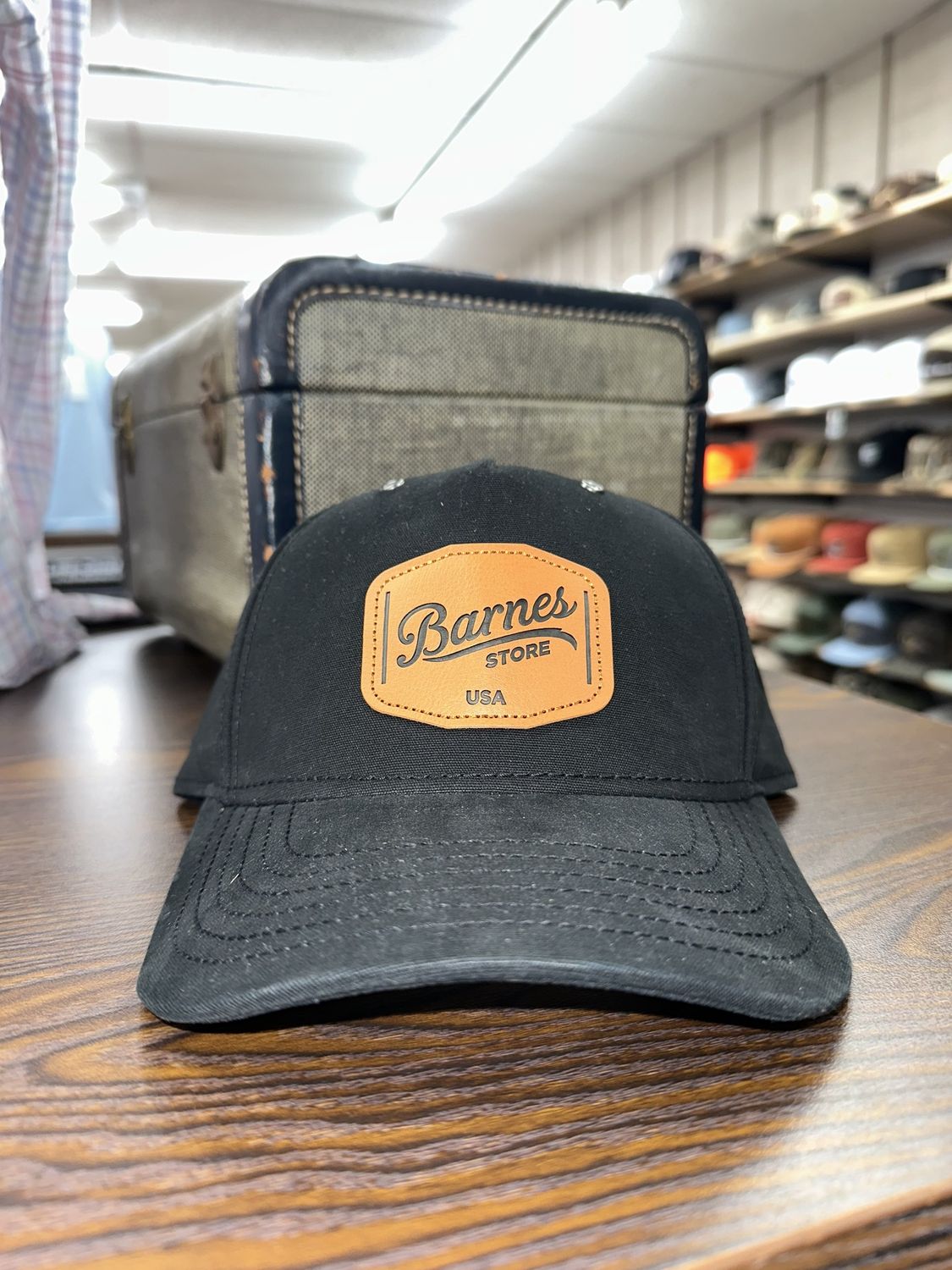 Leather Patch Hat - Black