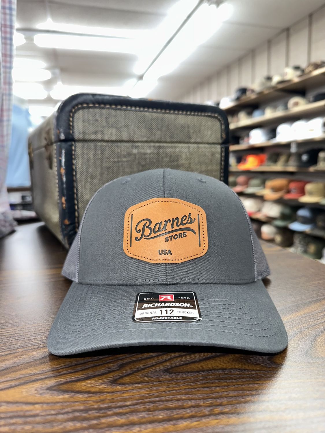 Leather Patch Trucker Hat - Solid Charcoal