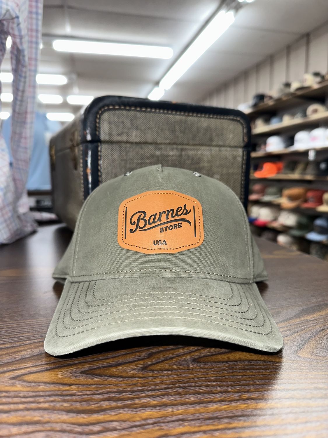 Leather Patch Hat - Olive