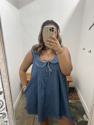 Go Back Collared Denim Dress