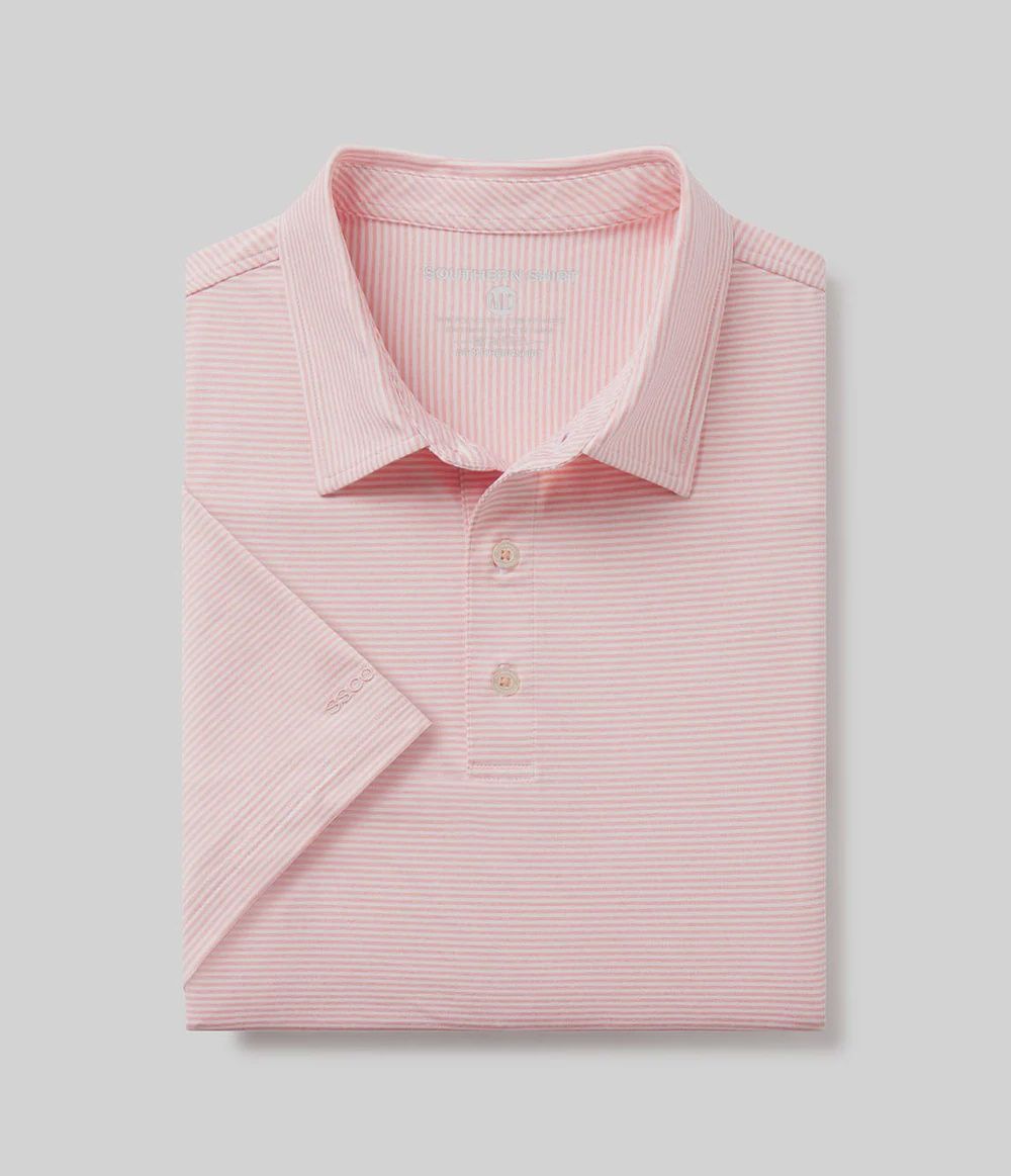 Heather Madison Stripe Polo, Color: 1121-Conch Shell, Size: MED