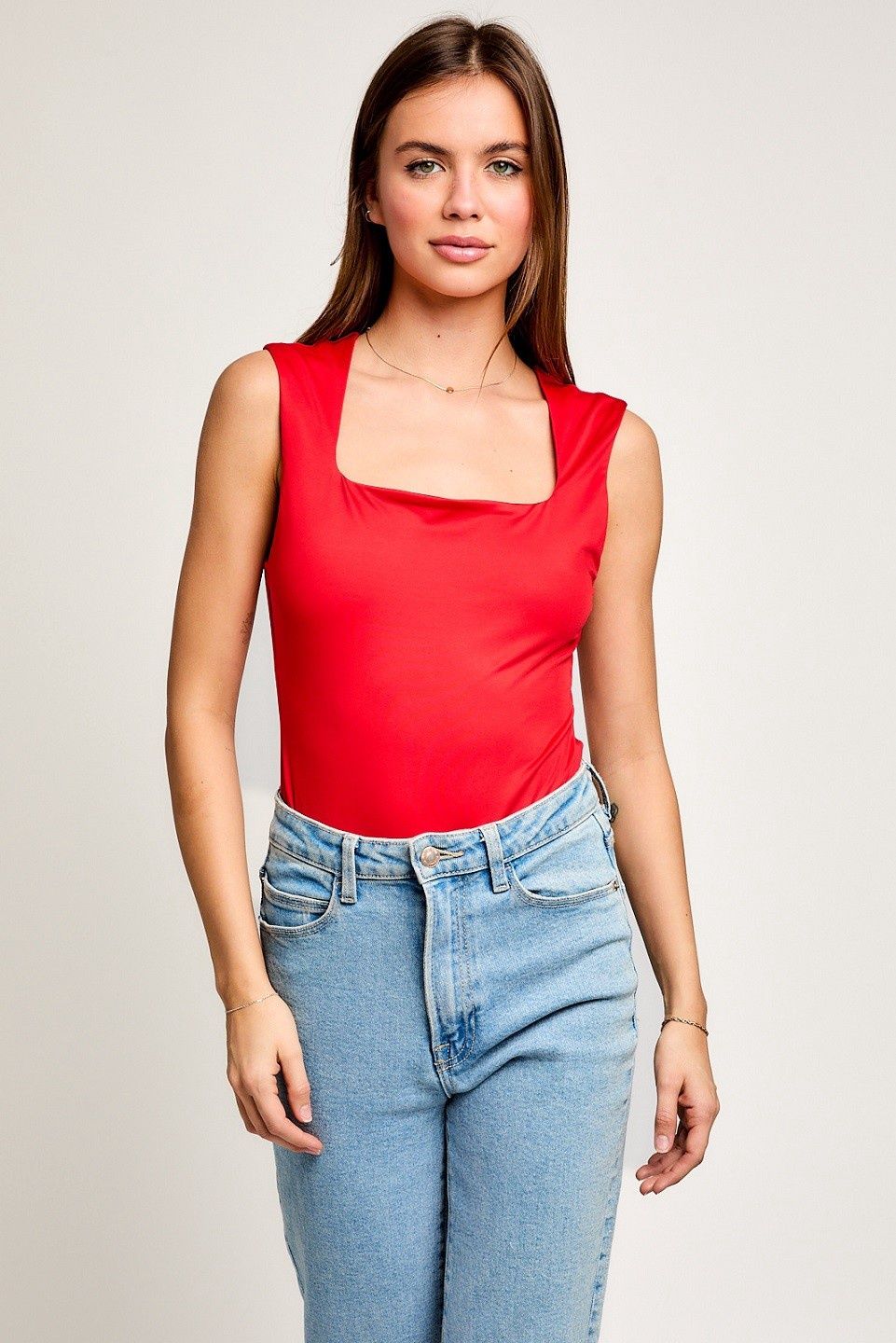 Weekend Sleeveless Bodysuit, Color: Red, Size: XSM