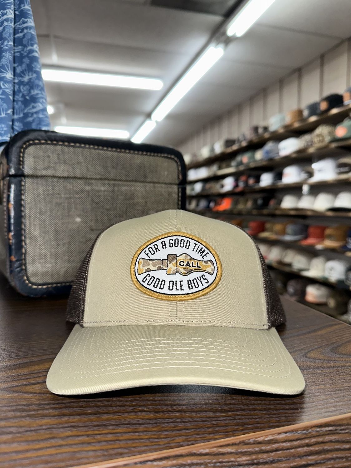 GOB Duck Call Patch Trucker Hat - Khaki/Brown
