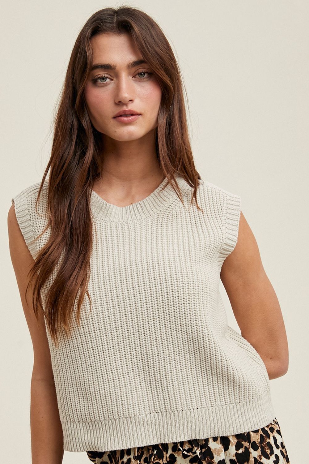 Take Some Time Sweater Vest, Color: Bone, Size: SML