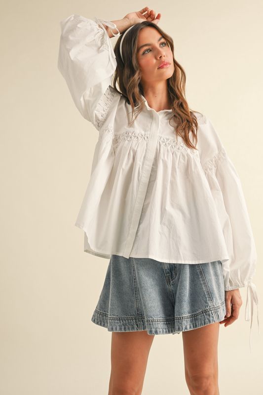 What It&#39;s About Button Long Sleeve Top