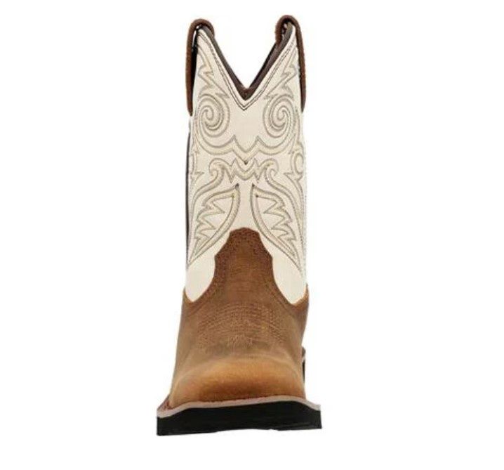 Kids Mono Crepe Western Boot - Ivory
