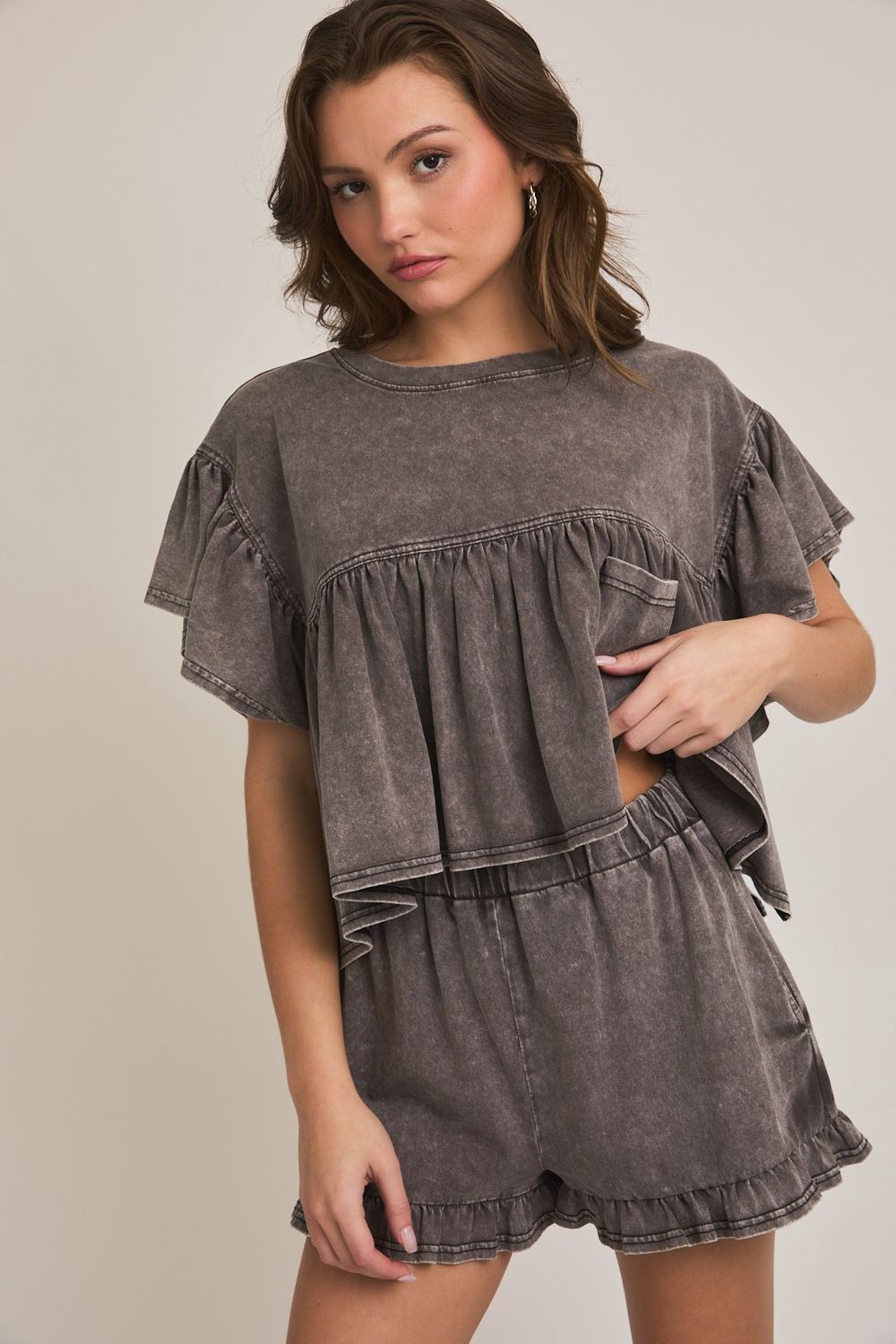 Become Amazing Ruffle Short Set