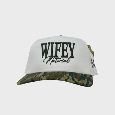 Wifey Material Trucker Hat- White/Bottomland