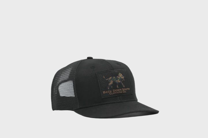 Waxed Pursuit Trucker Camo Logo Patch Hat