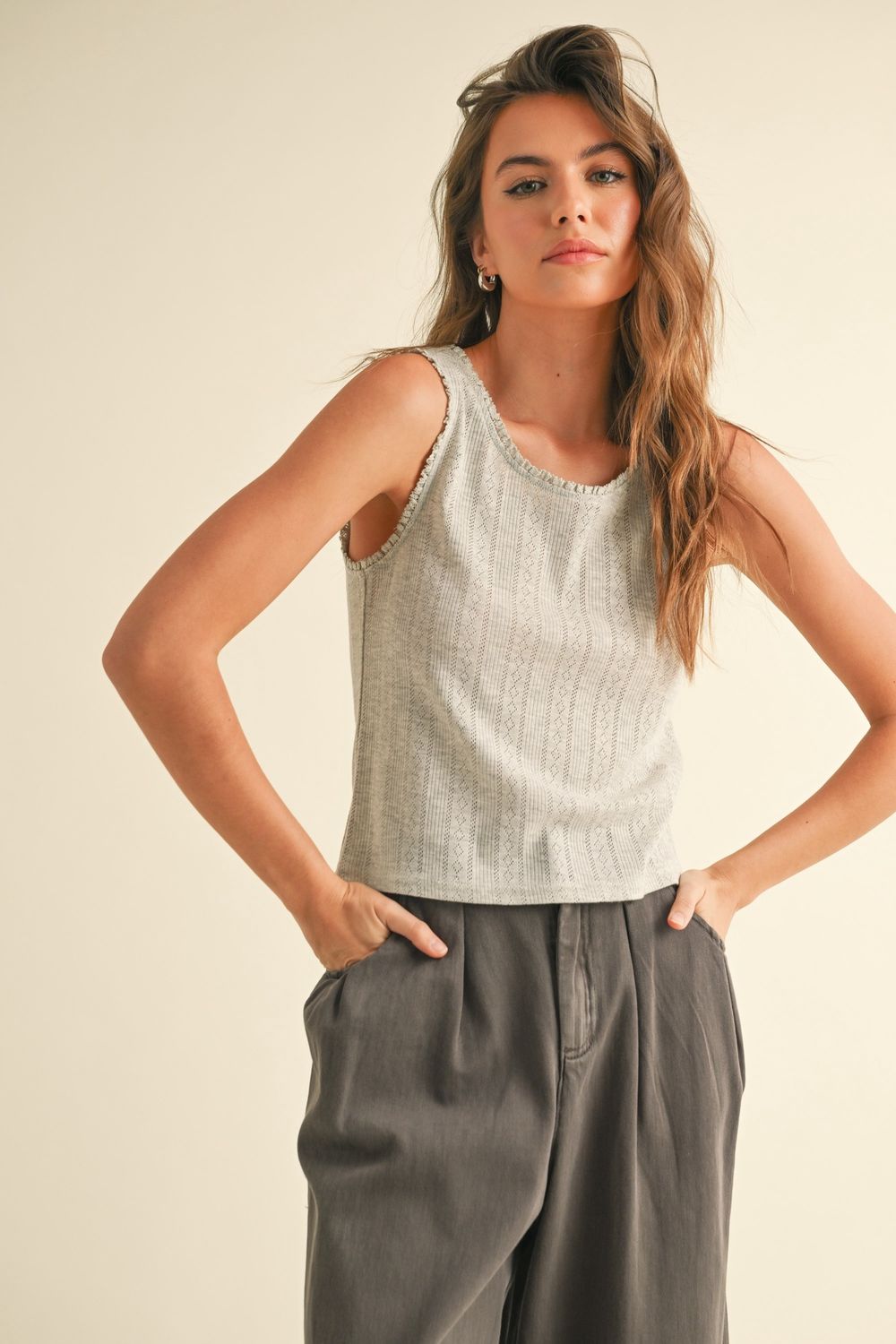 Decide To Go Ruffle Detail Top, Color: Heather Grey, Size: SML