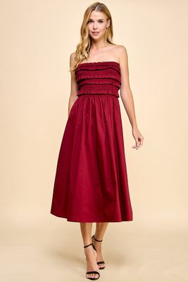 Soho Smocked Strapless Dress