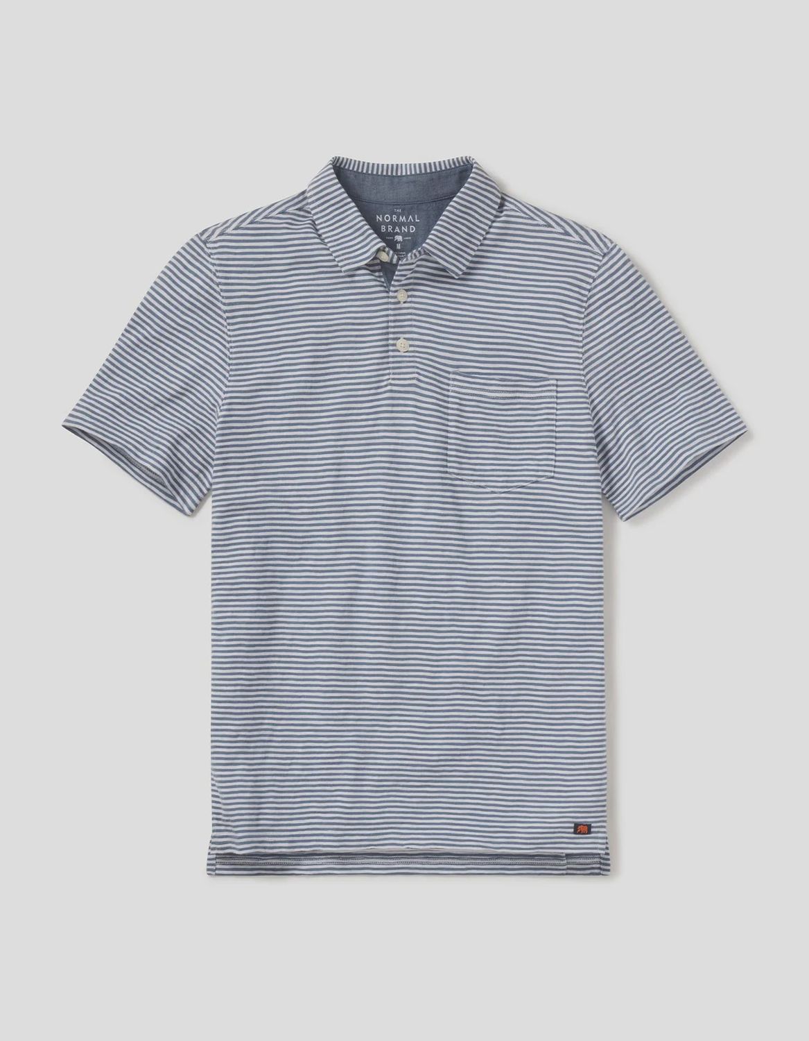 Vintage Slub Pocket Polo, Color: Blue Stripe, Size: MED