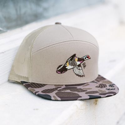 Flying Woodie 7-Panel Hat - Tan/Duck Camo