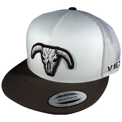 Bull Skull Hat - Brown/White