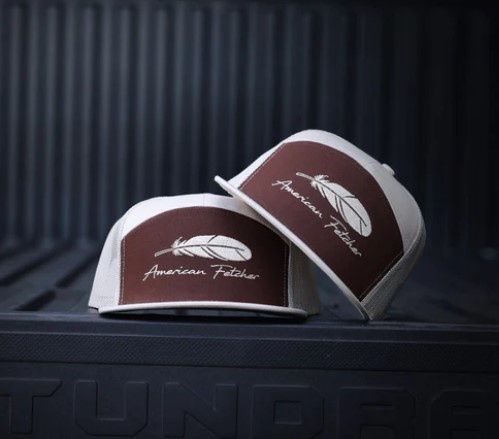 Feather 7-Panel Trucker Hat - Ivory/Brown