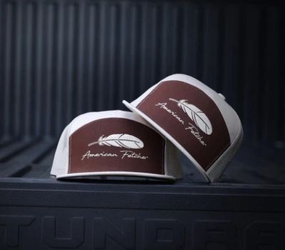 Feather 7-Panel Trucker Hat - Ivory/Brown