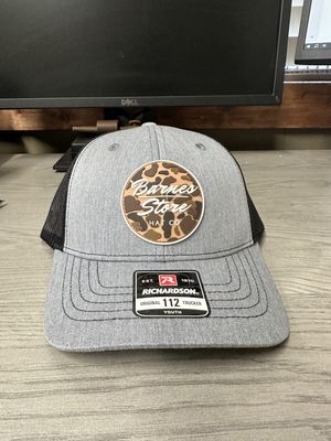 Youth Camo Rubber Patch Trucker Hat - Grey/Black