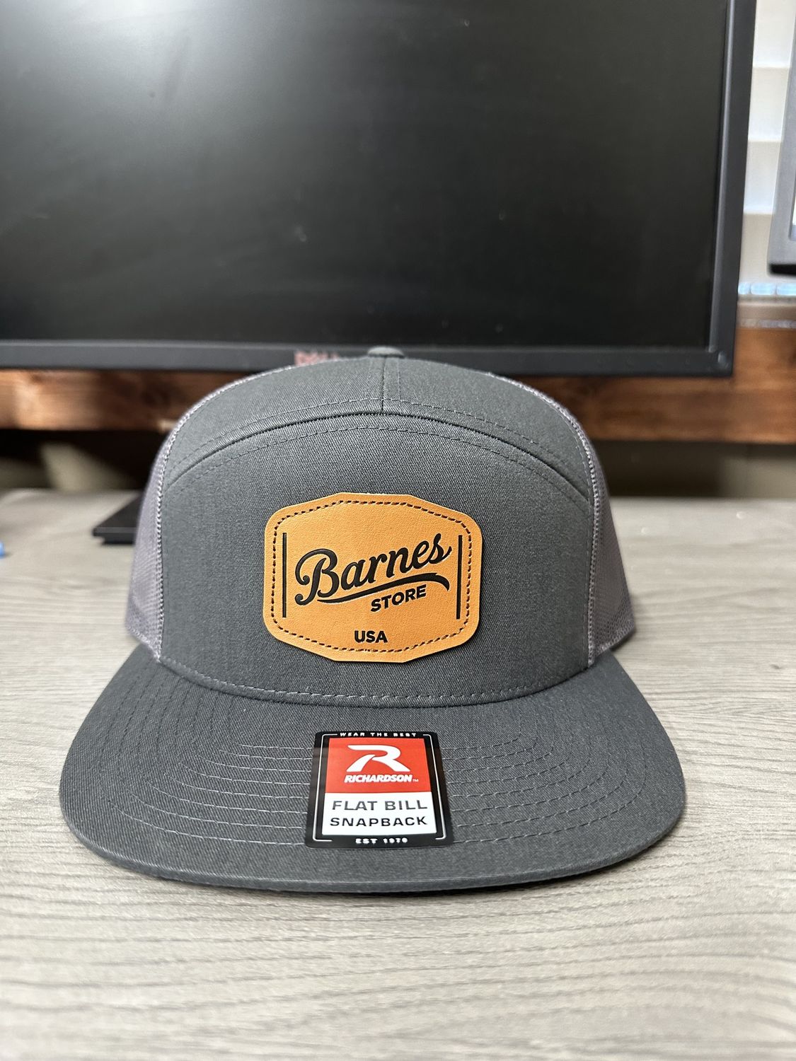 Leather Patch 7-Panel - Charcoal
